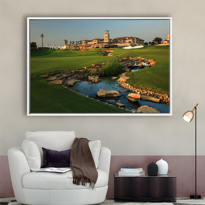 Jumeirah G Estates (Earth) Golf Courses At Dubai, United Arab Emirates, Floating Framed Canvas Print Wall Art
