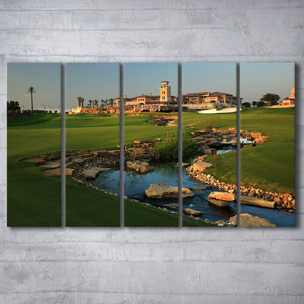 Jumeirah G Estates (Earth) Golf Courses At Dubai, United Arab Emirates, Extra Large Canvas Print Wall Art