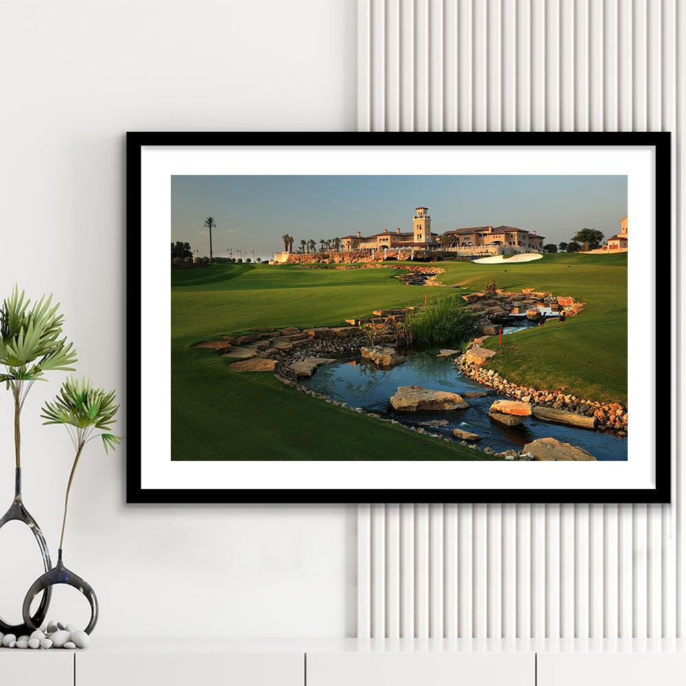 Jumeirah G Estates (Earth) Golf Courses At Dubai, United Arab Emirates, Goft Art Print, Framed Art Print White Border