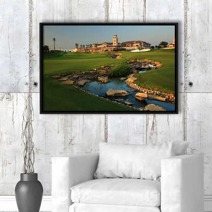 Jumeirah G Estates (Earth) Golf Courses At Dubai, United Arab Emirates, Floating Framed Canvas Print Wall Art