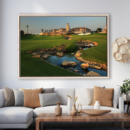 Jumeirah G Estates (Earth) Golf Courses At Dubai, United Arab Emirates, Floating Framed Canvas Print Wall Art