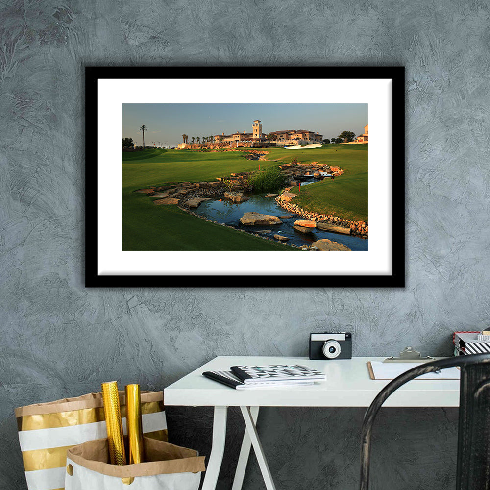Jumeirah G Estates (Earth) Golf Courses At Dubai, United Arab Emirates, Goft Art Print, Framed Art Print White Border