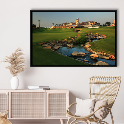 Jumeirah G Estates (Earth) Golf Courses At Dubai, United Arab Emirates, Floating Framed Canvas Print Wall Art
