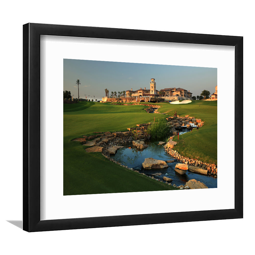 Jumeirah G Estates (Earth) Golf Courses At Dubai, United Arab Emirates, Goft Art Print, Framed Art Print White Border