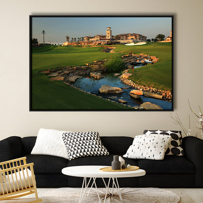 Jumeirah G Estates (Earth) Golf Courses At Dubai, United Arab Emirates, Floating Framed Canvas Print Wall Art