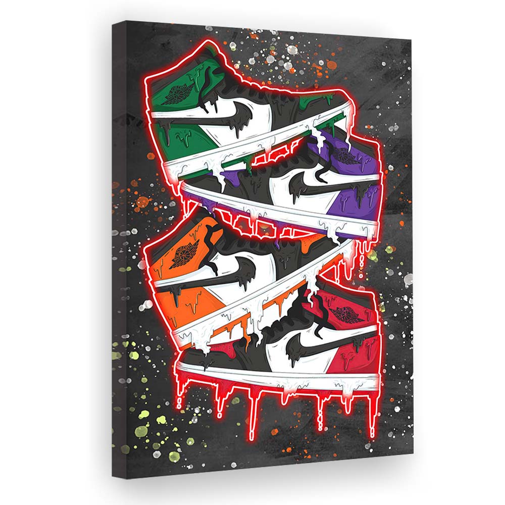 Just A Colorful Shoes, Colorful Graffiti Painting Art, Canvas Print, Luxury Wall Art Decor, Modern Art