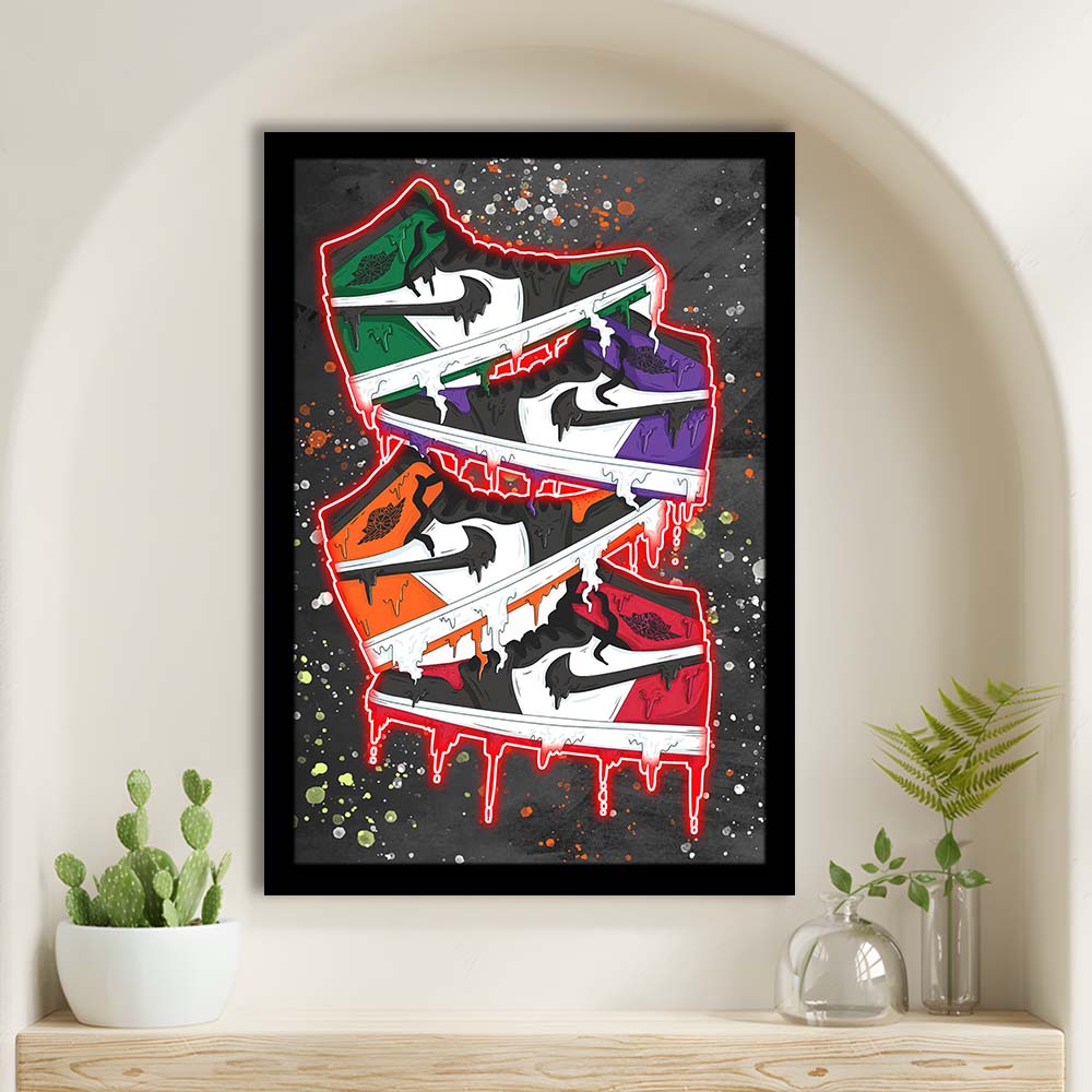 Just A Colorful Shoes, Colorful Graffiti Painting Art, Framed Art Print, Picture Framed Wall Art Decor