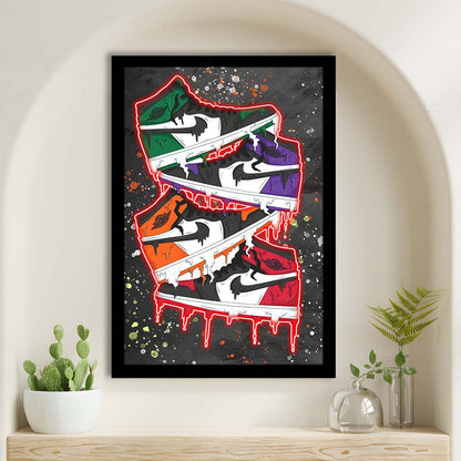 Just A Colorful Shoes, Colorful Graffiti Painting Art, Framed Art Print, Picture Framed Wall Art Decor