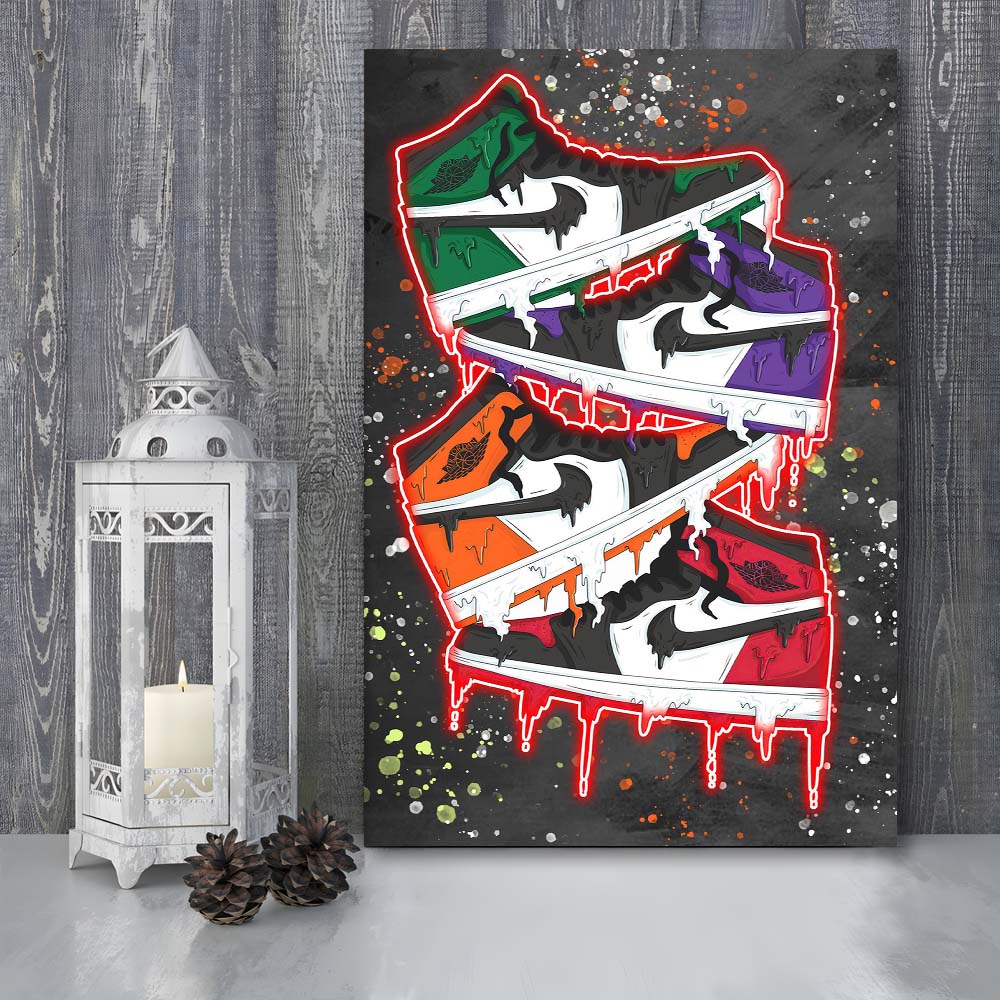 Just A Colorful Shoes, Colorful Graffiti Painting Art, Canvas Print, Luxury Wall Art Decor, Modern Art