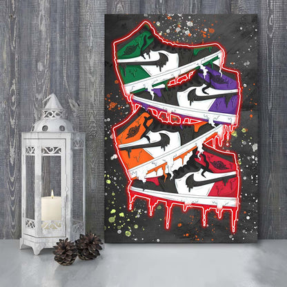 Just A Colorful Shoes, Colorful Graffiti Painting Art, Canvas Print, Luxury Wall Art Decor, Modern Art