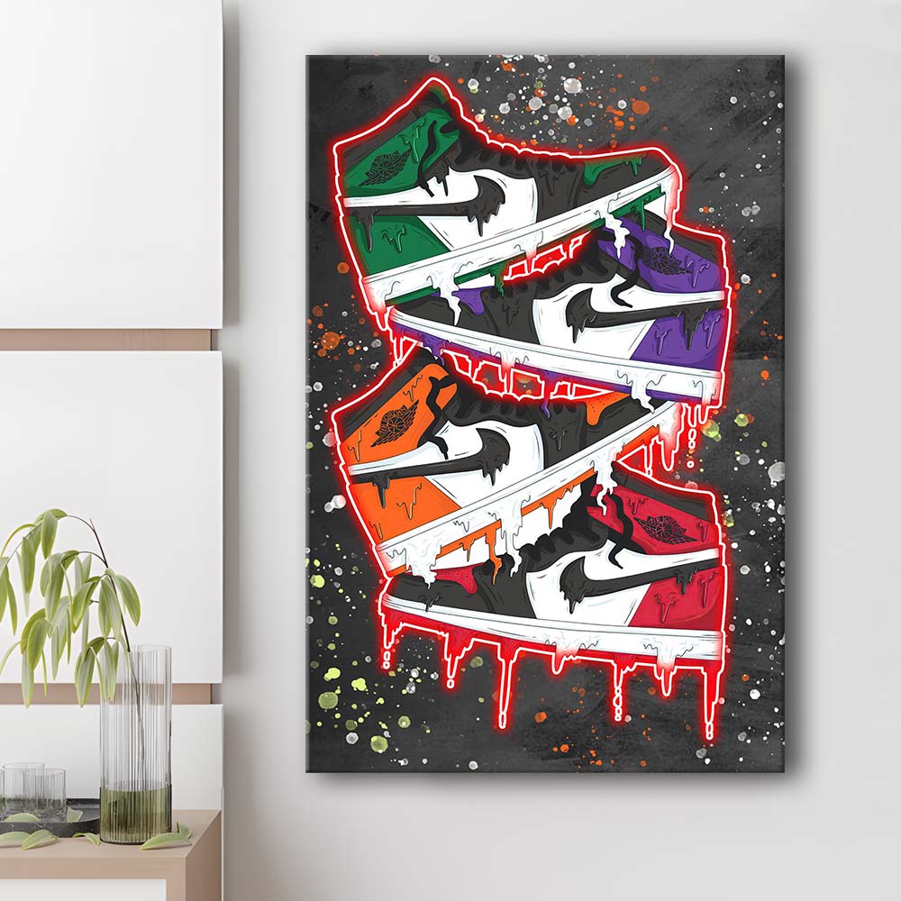 Just A Colorful Shoes, Colorful Graffiti Painting Art, Canvas Print, Luxury Wall Art Decor, Modern Art