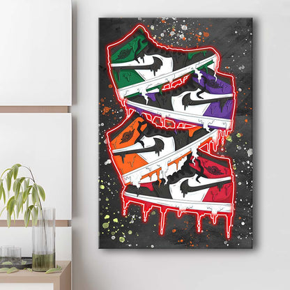 Just A Colorful Shoes, Colorful Graffiti Painting Art, Canvas Print, Luxury Wall Art Decor, Modern Art