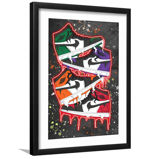 Just A Colorful Shoes, Colorful Graffiti Painting Art, Framed Art Print, Luxury Pictures Framed, White Border