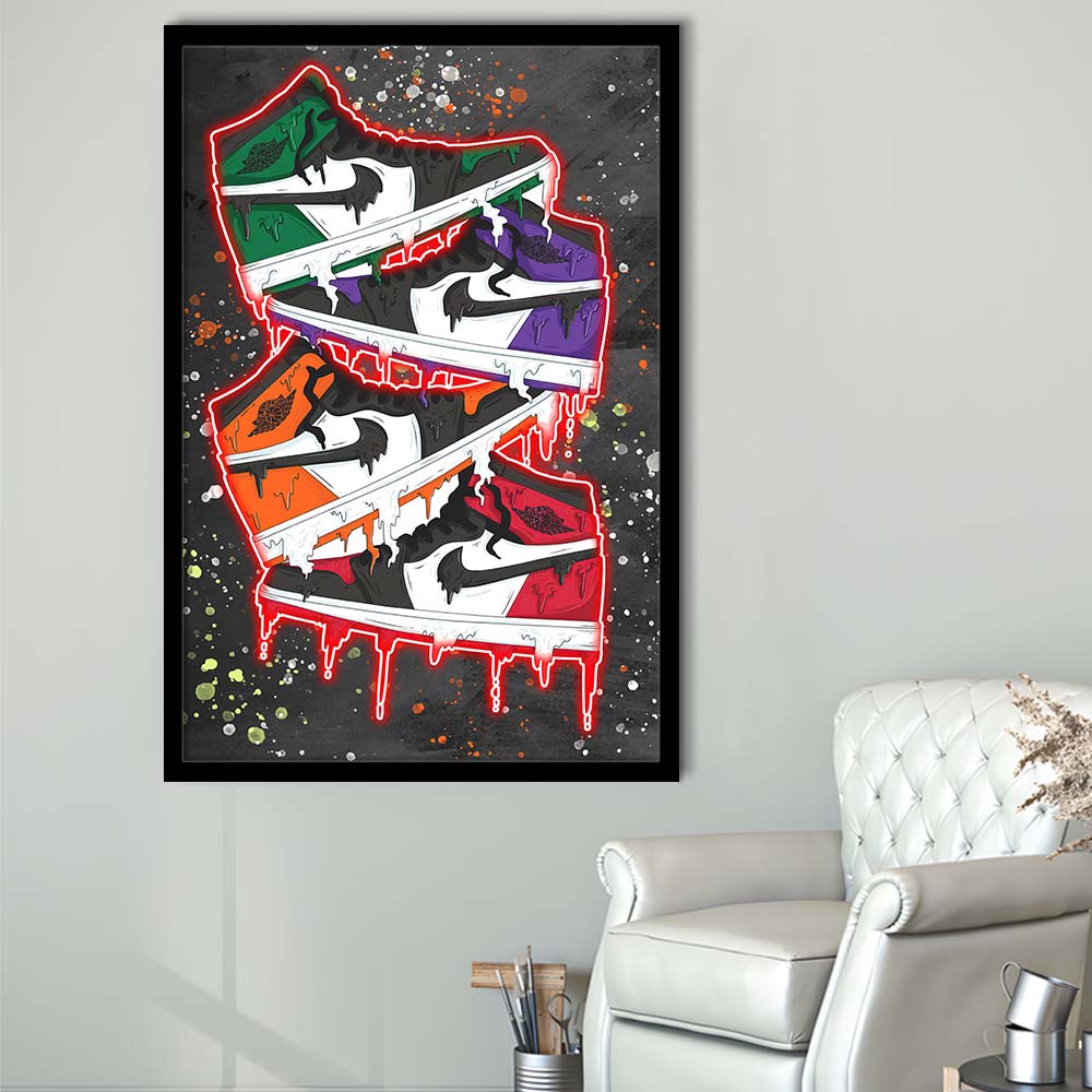 Just A Colorful Shoes, Colorful Graffiti Painting Art, Framed Art Print, Picture Framed Wall Art Decor
