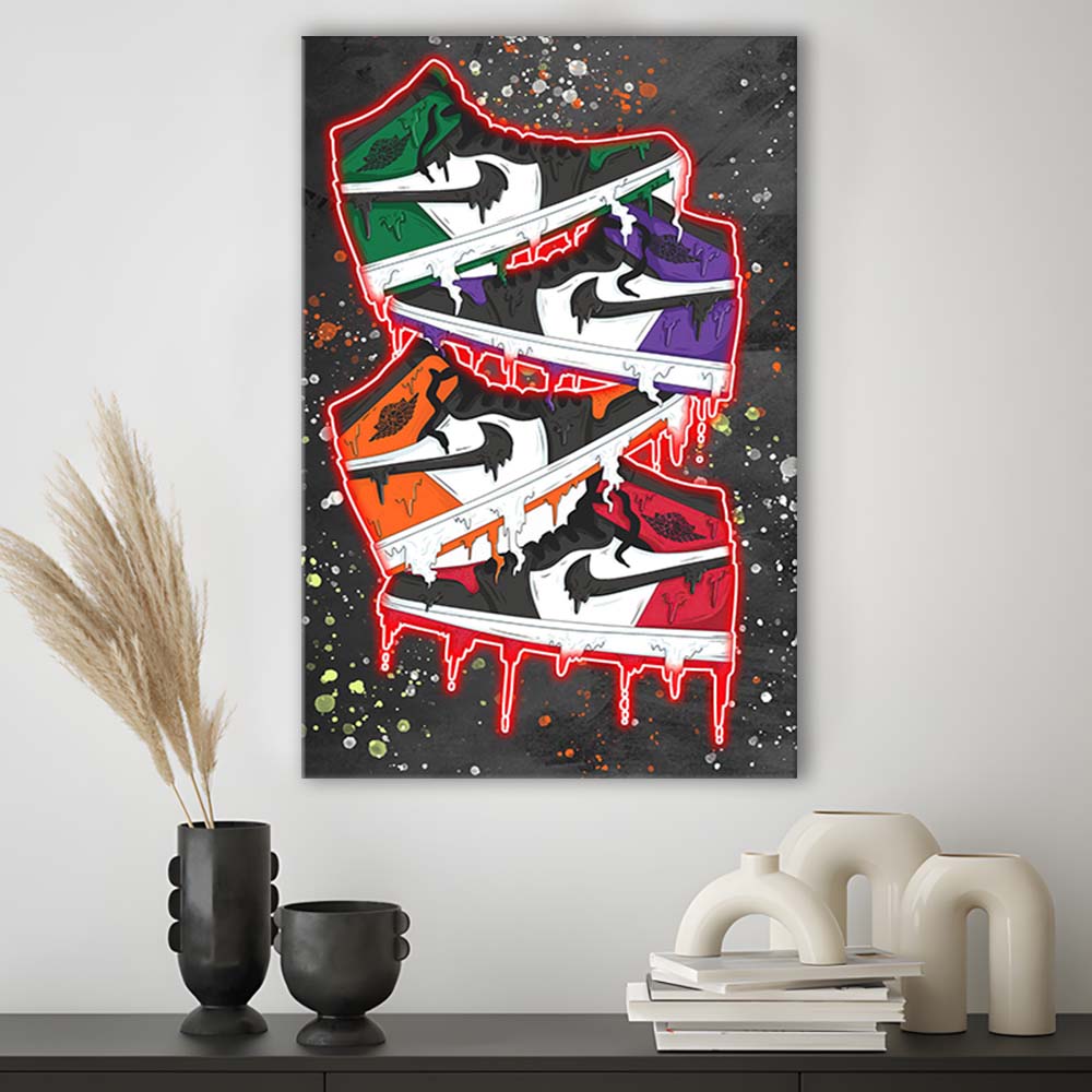 Just A Colorful Shoes, Colorful Graffiti Painting Art, Canvas Print, Luxury Wall Art Decor, Modern Art