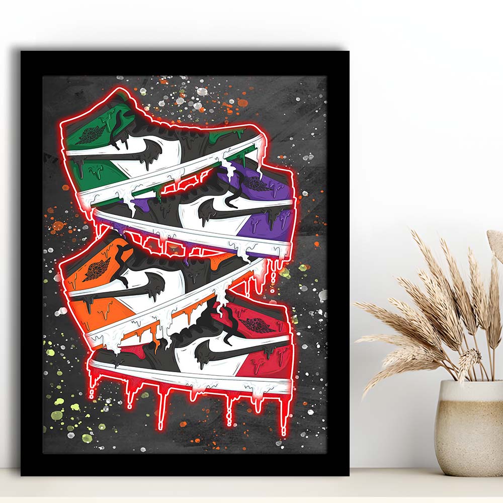 Just A Colorful Shoes, Colorful Graffiti Painting Art, Framed Art Print, Picture Framed Wall Art Decor