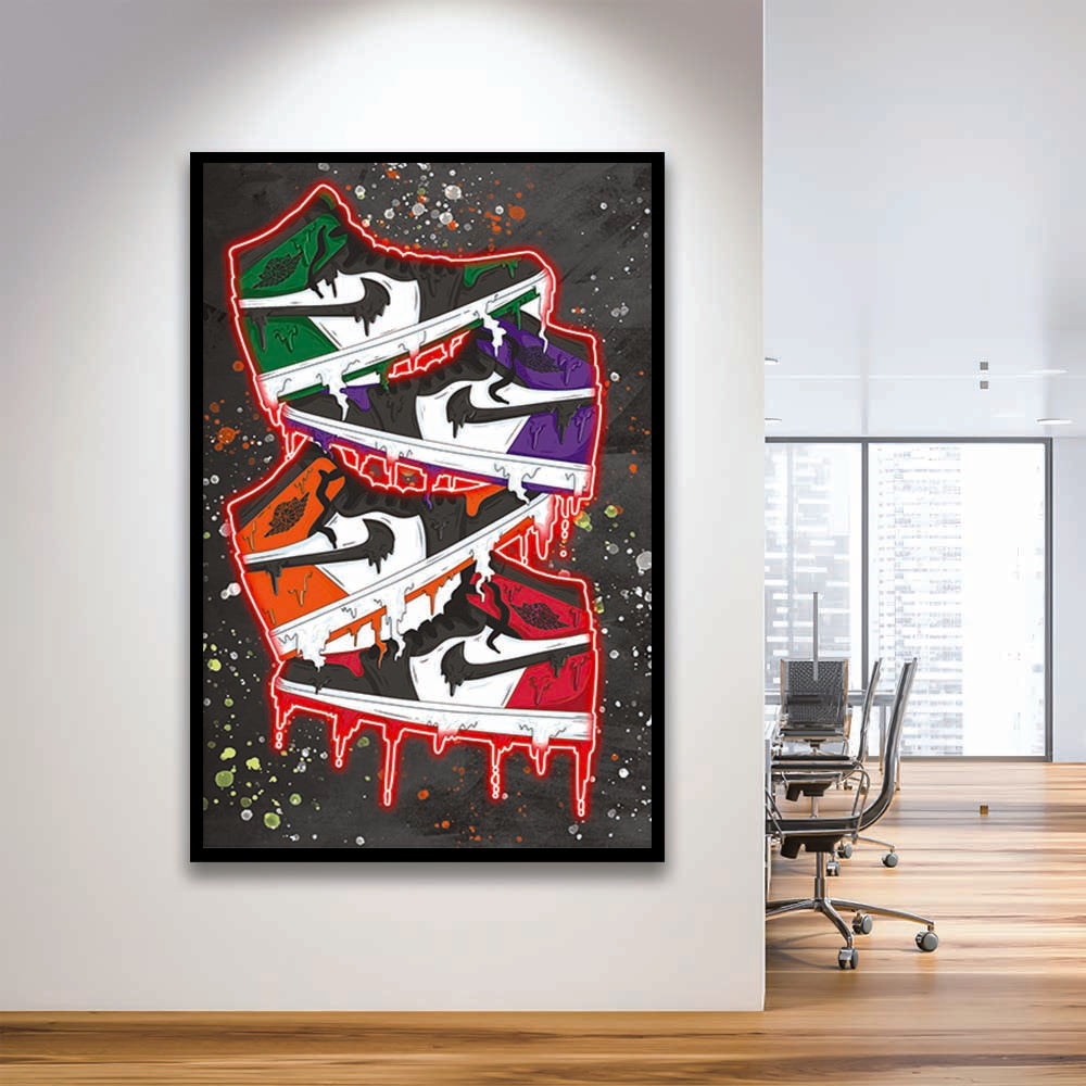 Just A Colorful Shoes, Colorful Graffiti Painting Art, Framed Art Print, Picture Framed Wall Art Decor