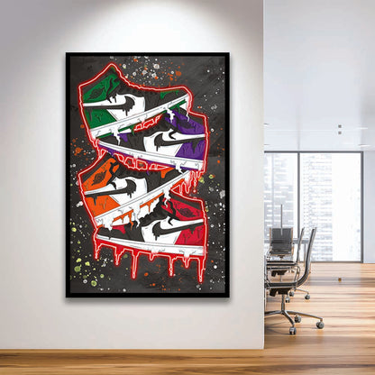 Just A Colorful Shoes, Colorful Graffiti Painting Art, Framed Art Print, Picture Framed Wall Art Decor