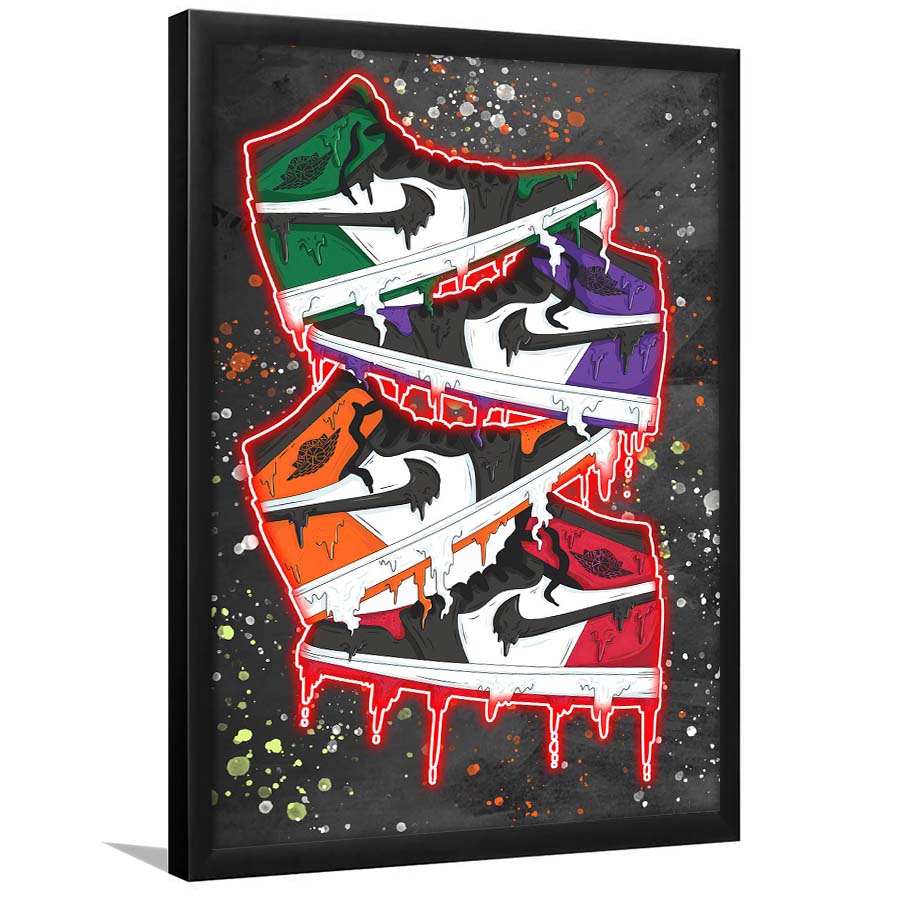 Just A Colorful Shoes, Colorful Graffiti Painting Art, Framed Art Print, Picture Framed Wall Art Decor