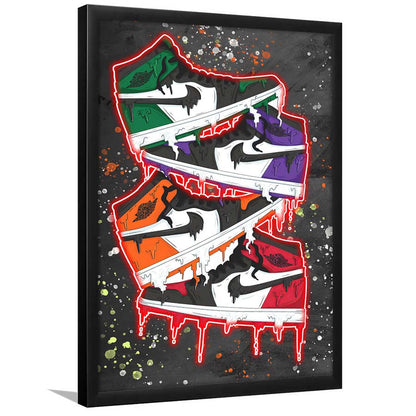 Just A Colorful Shoes, Colorful Graffiti Painting Art, Framed Art Print, Picture Framed Wall Art Decor