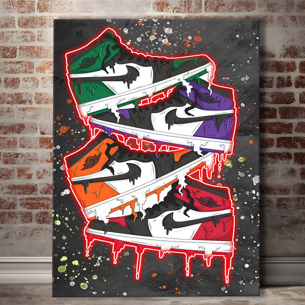 Just A Colorful Shoes, Colorful Graffiti Painting Art, Canvas Print, Luxury Wall Art Decor, Modern Art