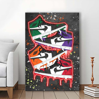 Just A Colorful Shoes, Colorful Graffiti Painting Art, Canvas Print, Luxury Wall Art Decor, Modern Art