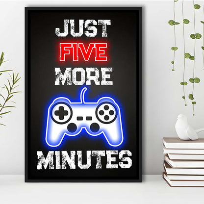 Just Five More Minutes, Game Room Art Wall Decor, Framed Canvas Print, Floating Frame, Luxury Wall Art Decor