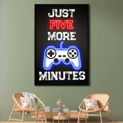 Just Five More Minutes, Game Room Art Wall Decor, Framed Canvas Print, Floating Frame, Luxury Wall Art Decor