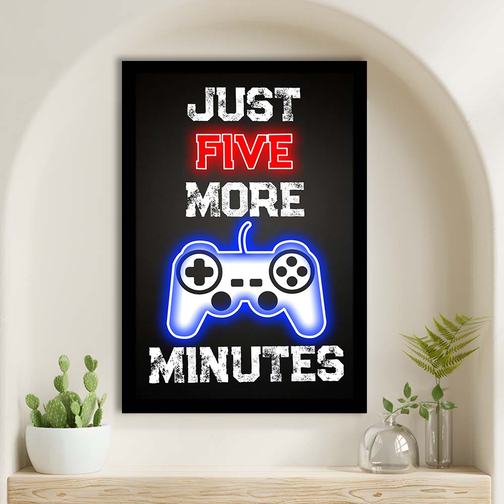 Just Five More Minutes, Game Room Art Wall Decor, Framed Art Print, Picture Framed Wall Art Decor