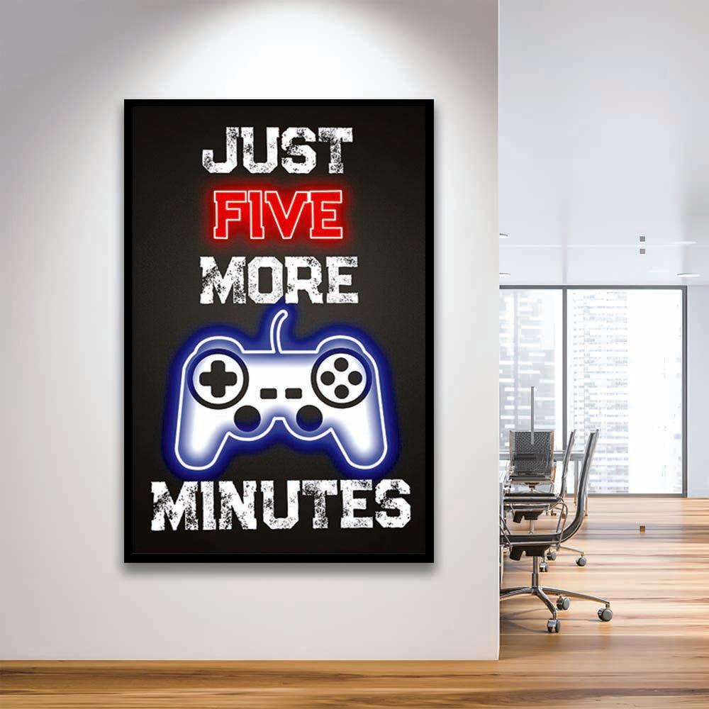 Just Five More Minutes, Game Room Art Wall Decor, Framed Art Print, Picture Framed Wall Art Decor