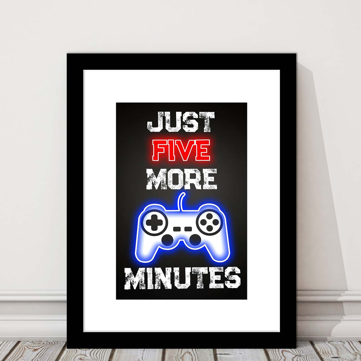 Just Five More Minutes, Game Room Art Wall Decor, Framed Art Print, Luxury Pictures Framed, White Border