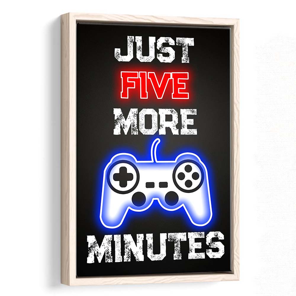 Just Five More Minutes, Game Room Art Wall Decor, Framed Canvas Print, Floating Frame, Luxury Wall Art Decor