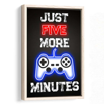 Just Five More Minutes, Game Room Art Wall Decor, Framed Canvas Print, Floating Frame, Luxury Wall Art Decor