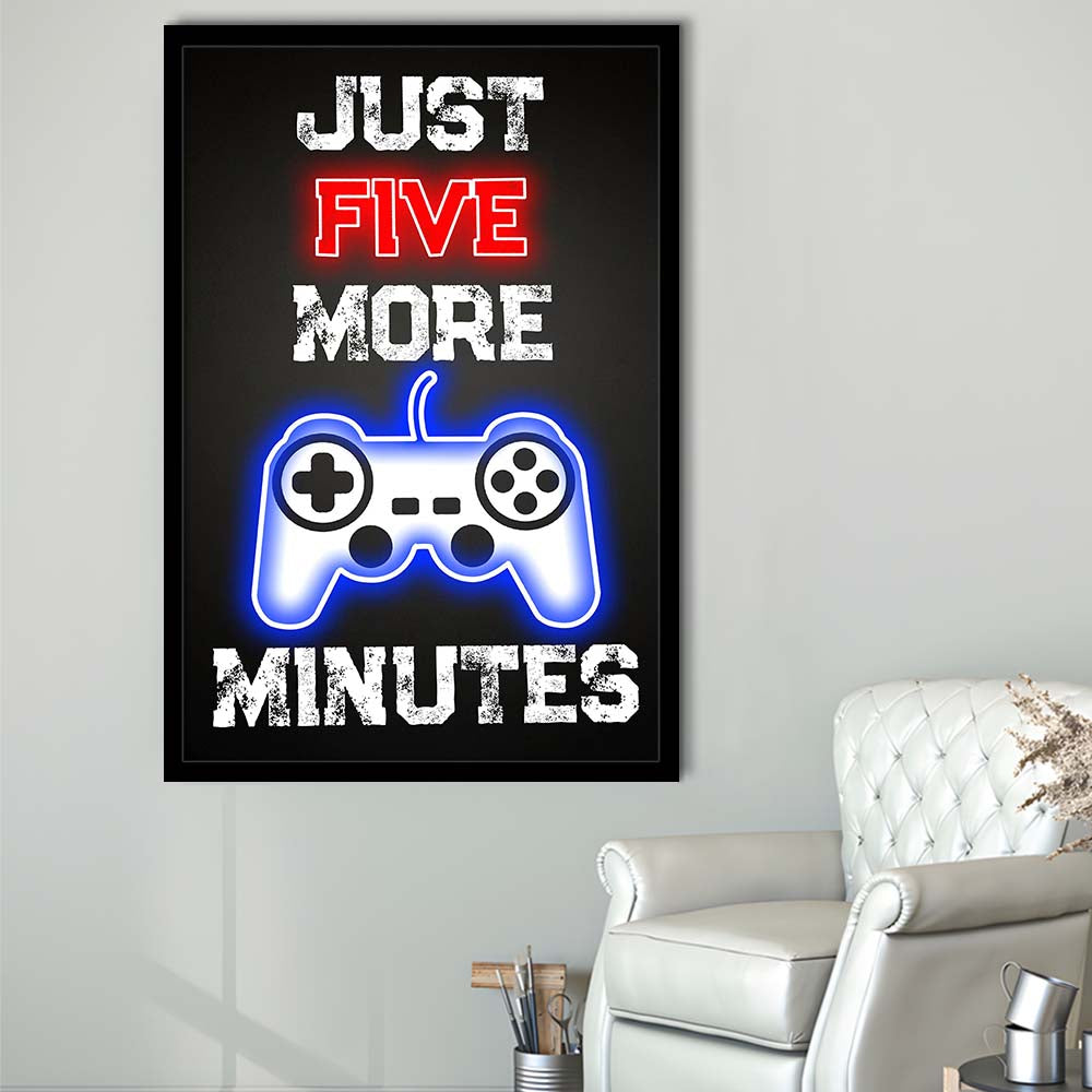 Just Five More Minutes, Game Room Art Wall Decor, Framed Art Print, Picture Framed Wall Art Decor