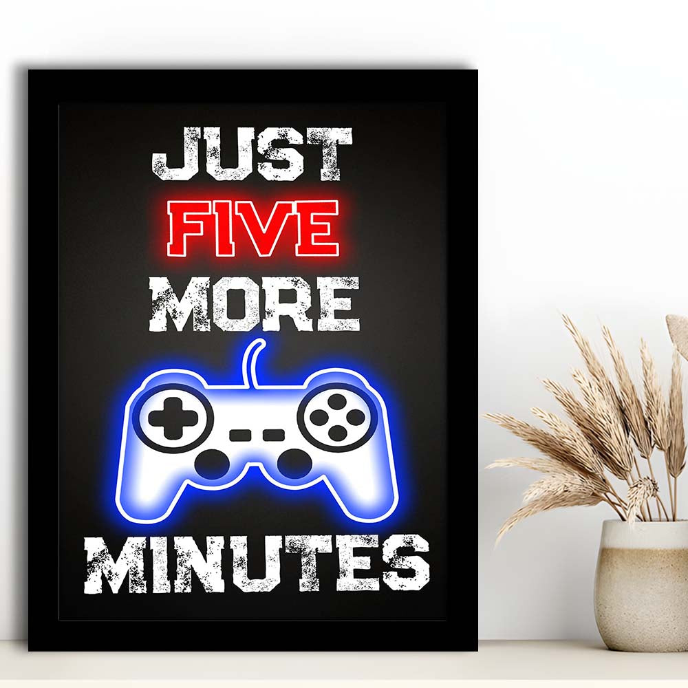 Just Five More Minutes, Game Room Art Wall Decor, Framed Art Print, Picture Framed Wall Art Decor