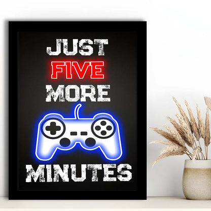 Just Five More Minutes, Game Room Art Wall Decor, Framed Art Print, Picture Framed Wall Art Decor