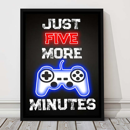 Just Five More Minutes, Game Room Art Wall Decor, Framed Canvas Print, Floating Frame, Luxury Wall Art Decor