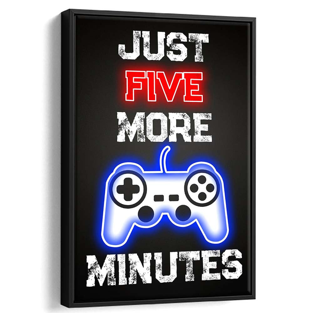 Just Five More Minutes, Game Room Art Wall Decor, Framed Canvas Print, Floating Frame, Luxury Wall Art Decor