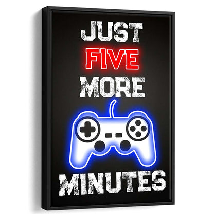 Just Five More Minutes, Game Room Art Wall Decor, Framed Canvas Print, Floating Frame, Luxury Wall Art Decor