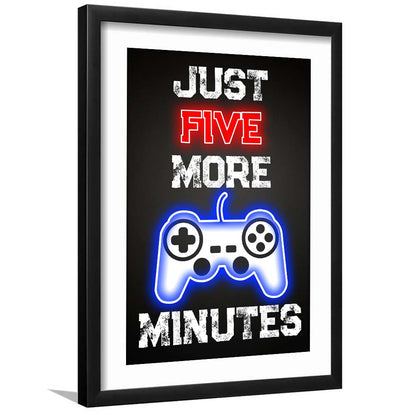 Just Five More Minutes, Game Room Art Wall Decor, Framed Art Print, Luxury Pictures Framed, White Border
