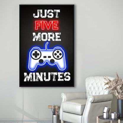 Just Five More Minutes, Game Room Art Wall Decor, Framed Canvas Print, Floating Frame, Luxury Wall Art Decor