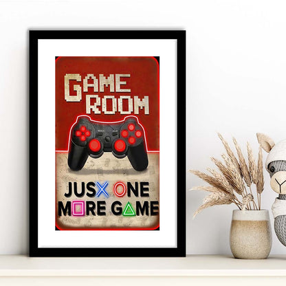 Just One More Game, Game Room Art Wall Decor, Framed Art Print, Luxury Pictures Framed, White Border