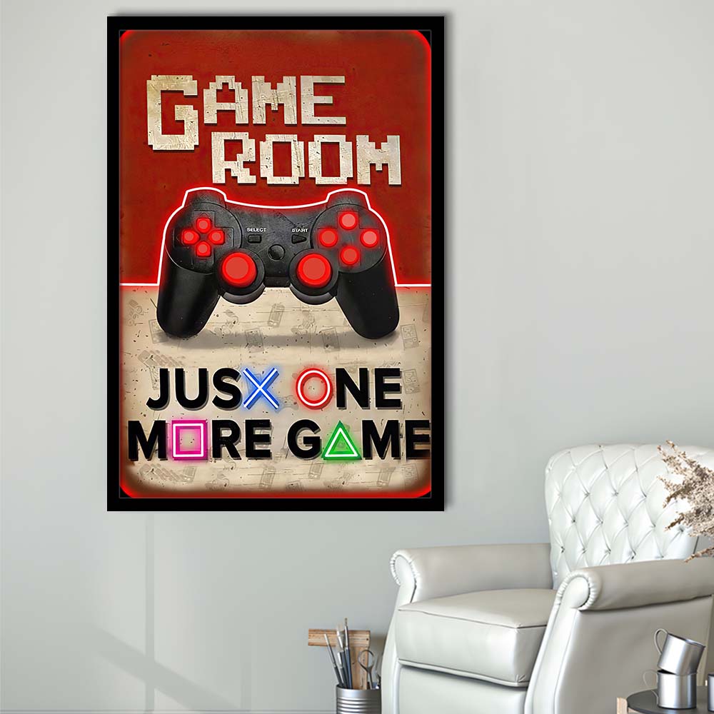 Just One More Game, Game Room Art Wall Decor, Framed Art Print, Picture Framed Wall Art Decor
