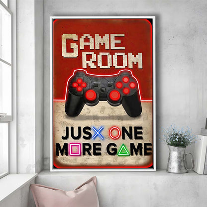 Just One More Game, Game Room Art Wall Decor, Framed Canvas Print, Floating Frame, Luxury Wall Art Decor