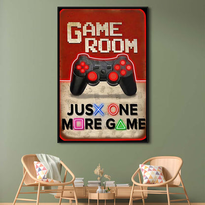 Just One More Game, Game Room Art Wall Decor, Framed Canvas Print, Floating Frame, Luxury Wall Art Decor