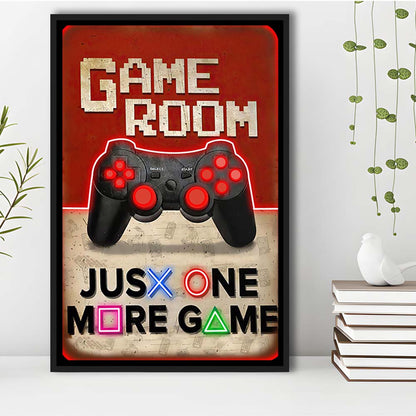 Just One More Game, Game Room Art Wall Decor, Framed Canvas Print, Floating Frame, Luxury Wall Art Decor