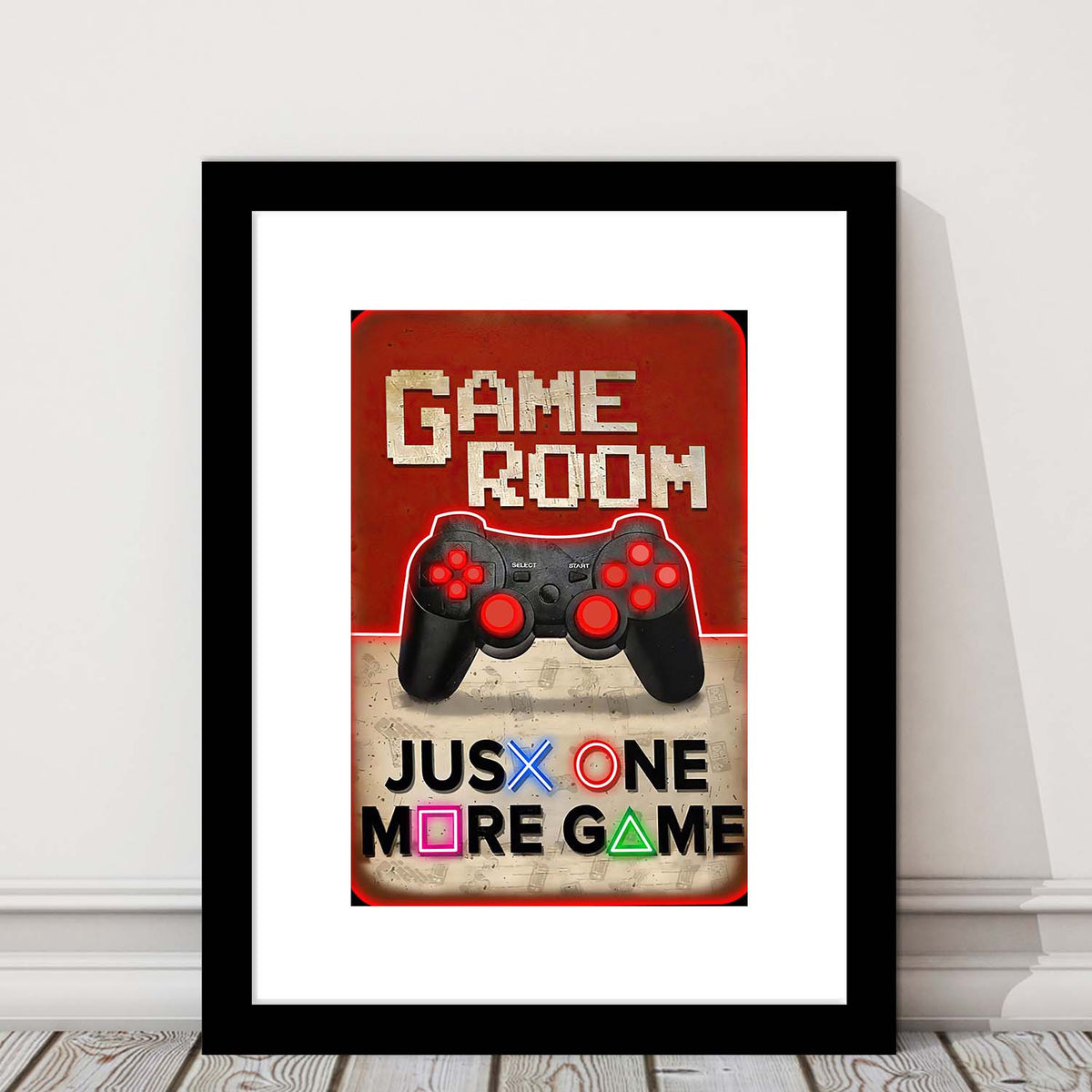 Just One More Game, Game Room Art Wall Decor, Framed Art Print, Luxury Pictures Framed, White Border