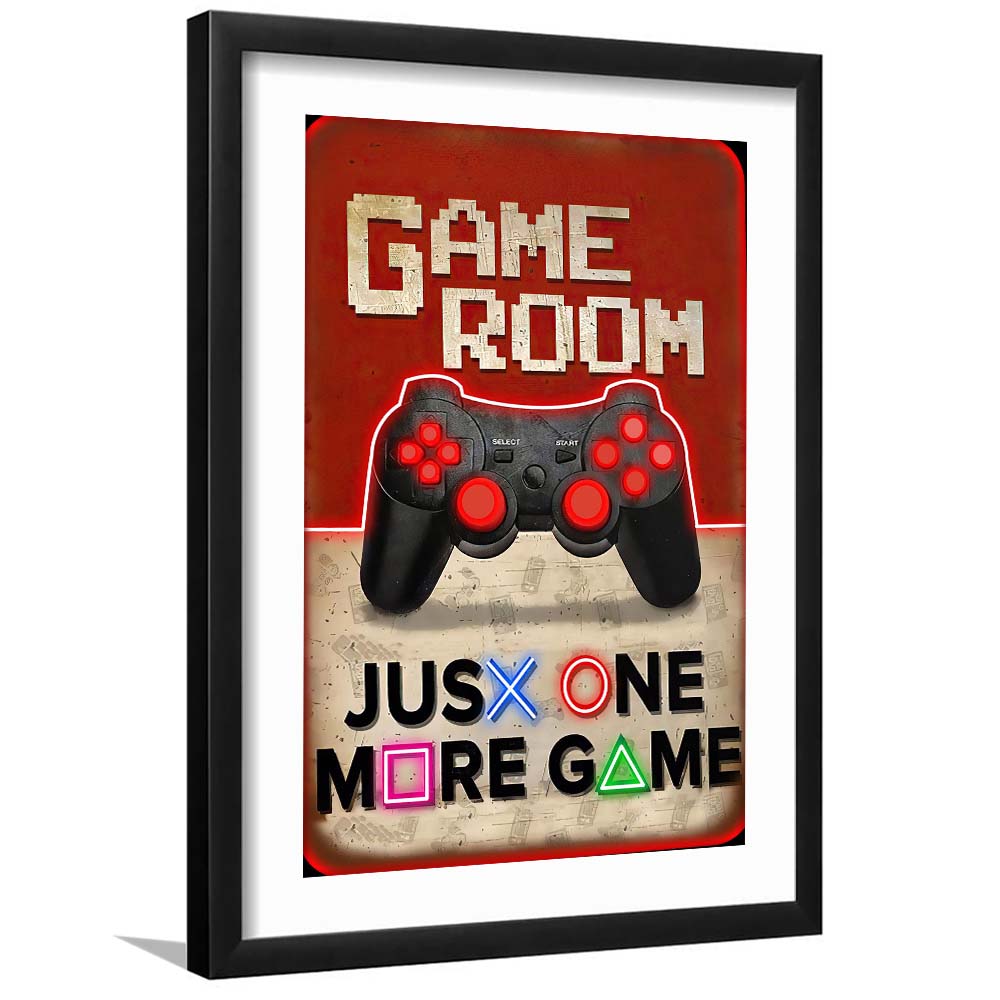 Just One More Game, Game Room Art Wall Decor, Framed Art Print, Luxury Pictures Framed, White Border