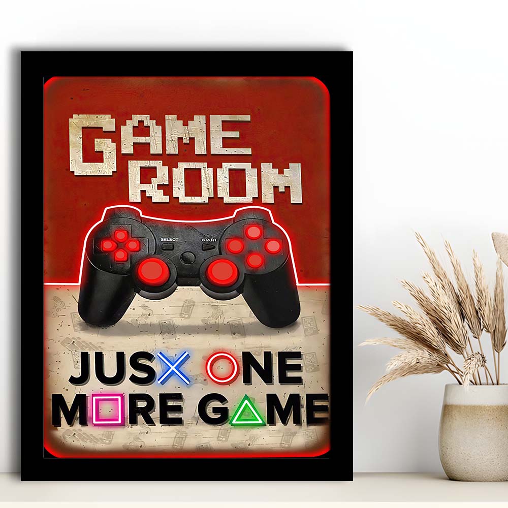 Just One More Game, Game Room Art Wall Decor, Framed Art Print, Picture Framed Wall Art Decor