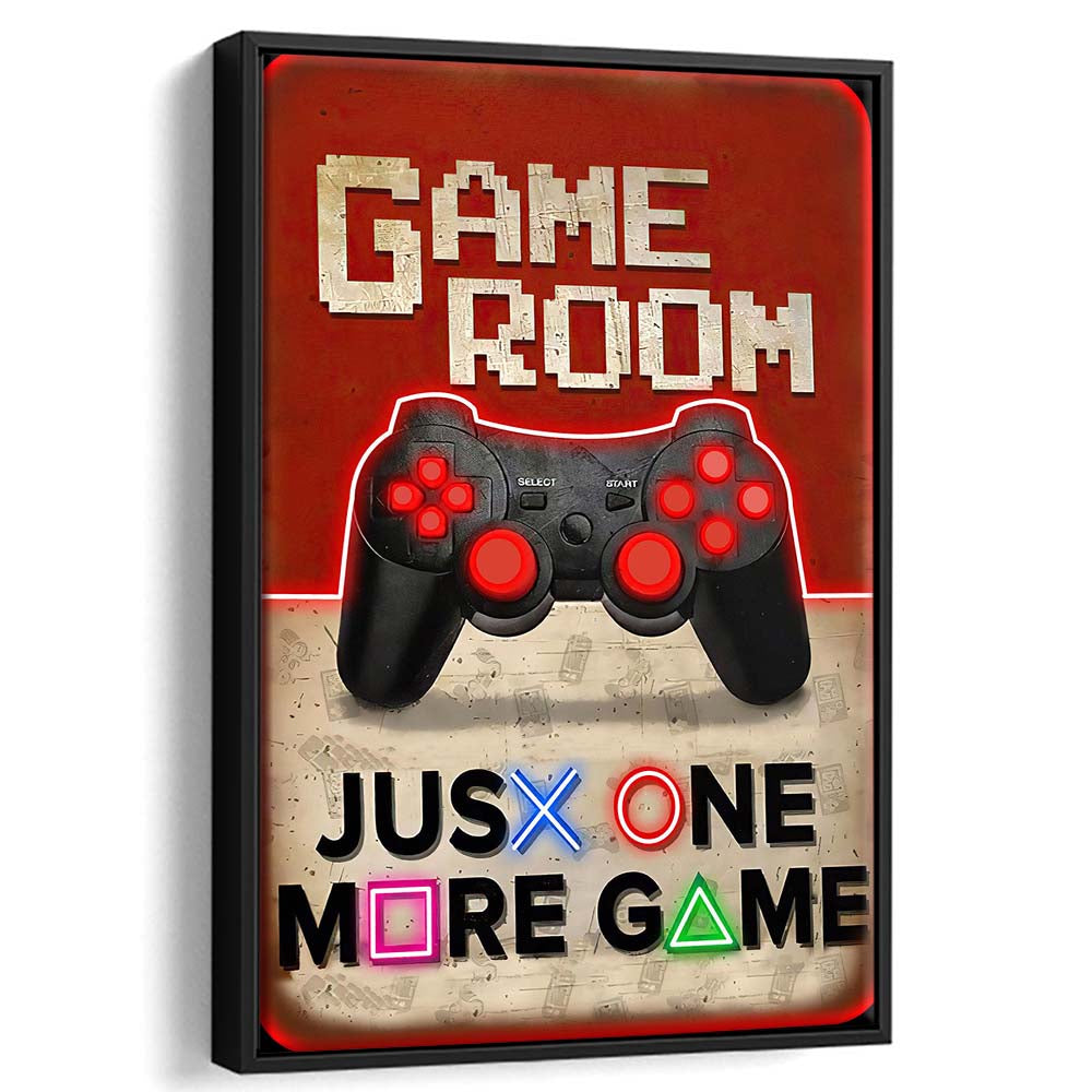 Just One More Game, Game Room Art Wall Decor, Framed Canvas Print, Floating Frame, Luxury Wall Art Decor